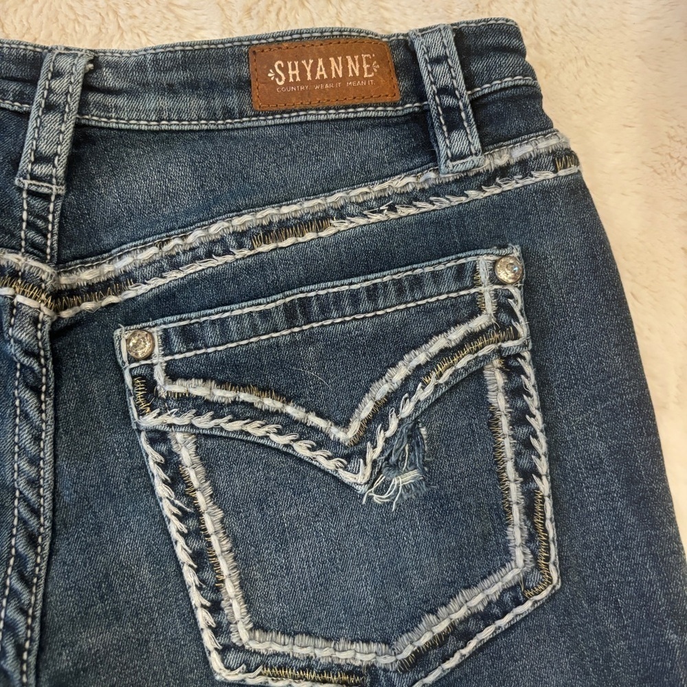 Shyanne 30 (11/12) Denim Women’s Shorts Homemade Jeans Cutoffs Faux Flap Pockets - Picture 4 of 10